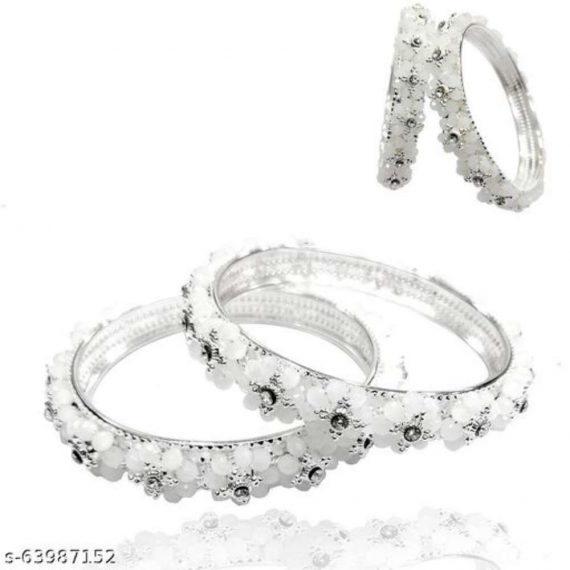 ROSE PETALS RAJWADI WORK BEADED KADA / BANGLES SET OF 2 FOR WOMEN AND GIRLS