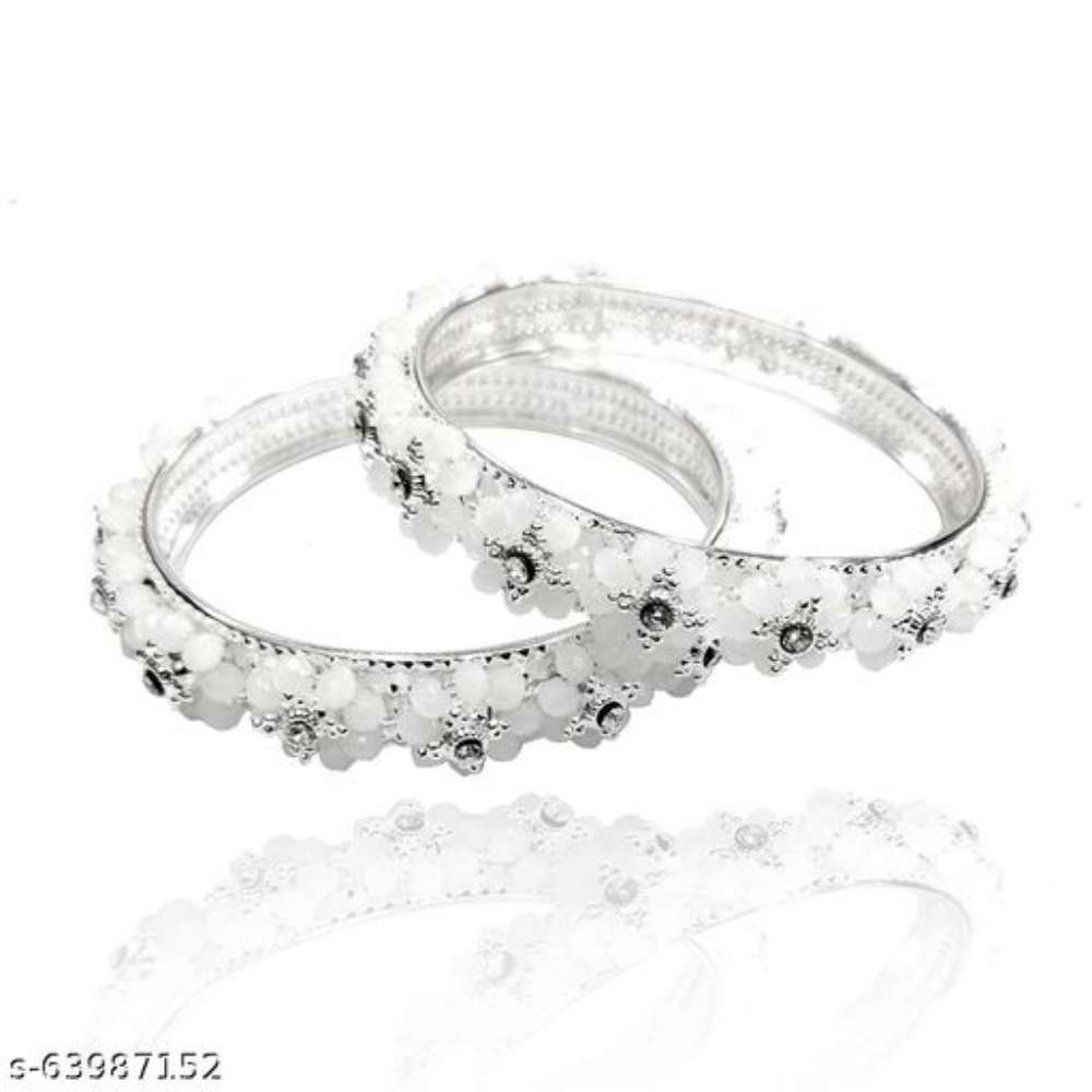 ROSE PETALS RAJWADI WORK BEADED KADA / BANGLES SET OF 2 FOR WOMEN AND GIRLS