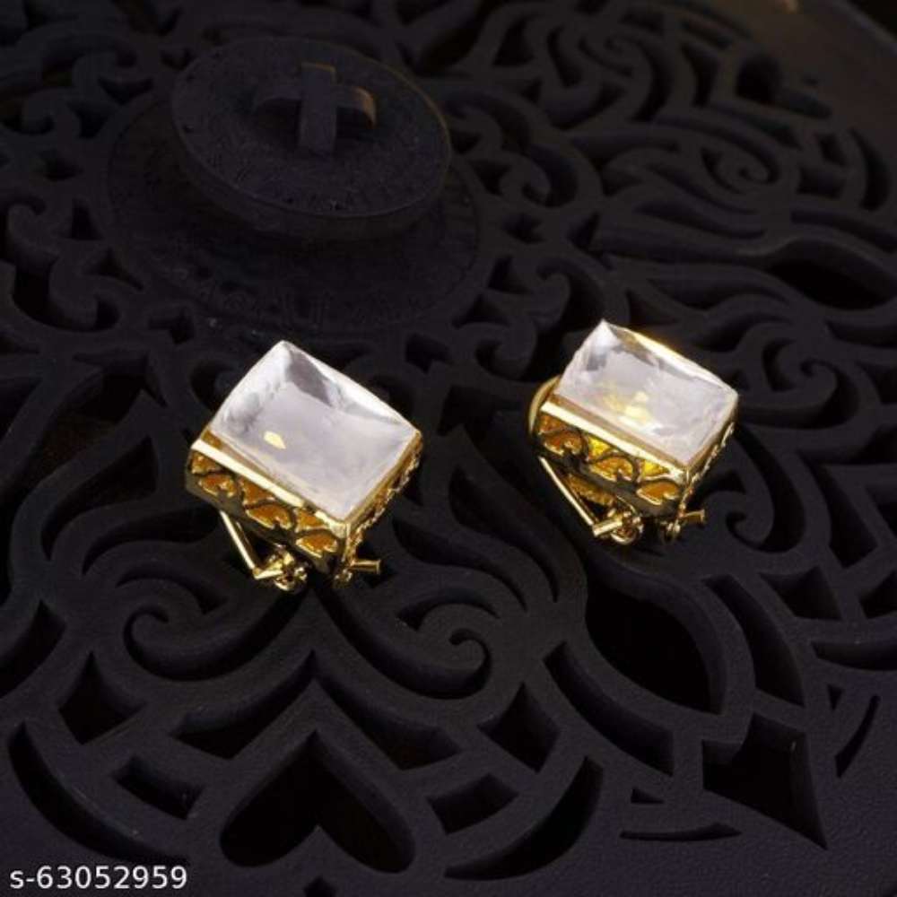 STYLES MATE GOLD INDO WESTERN WITH KUNDAN STUD EARRING & 6-MONTH WARRANTY