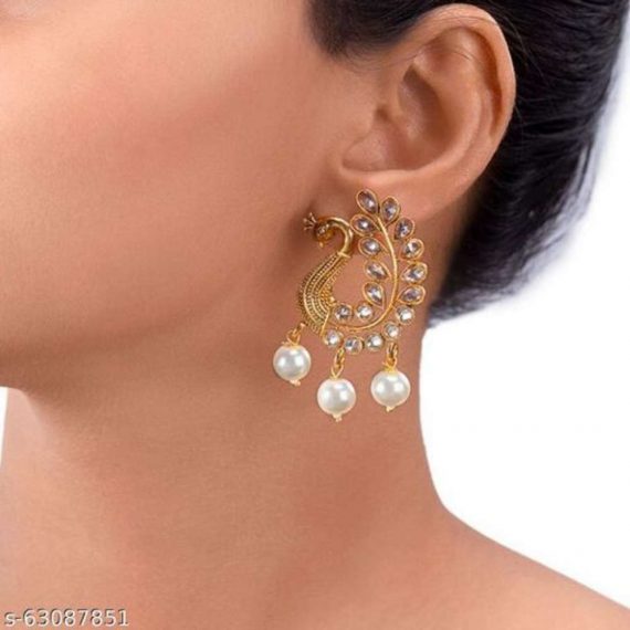 Peacock shaped gold plated reverse AD earring Earrings & Studs
