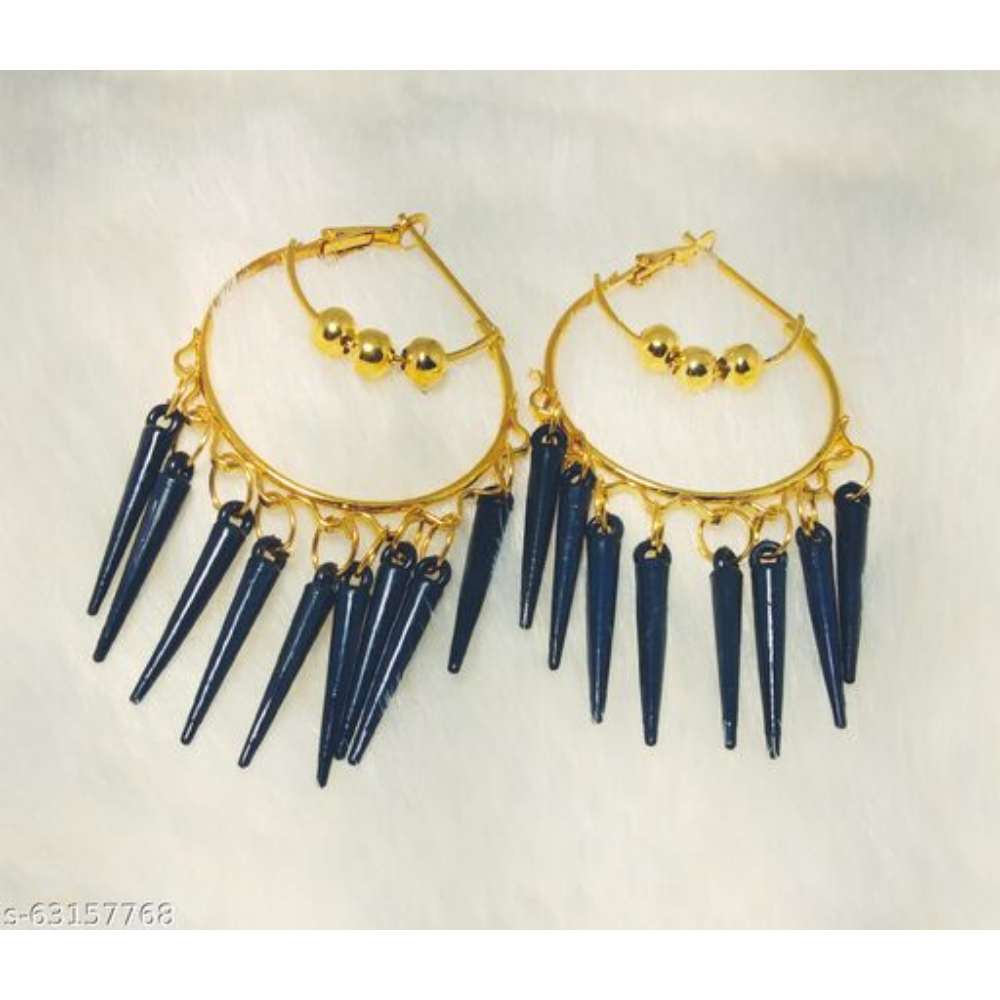 In Trending Western Look Hanging Hoop Earrings in Black color combination