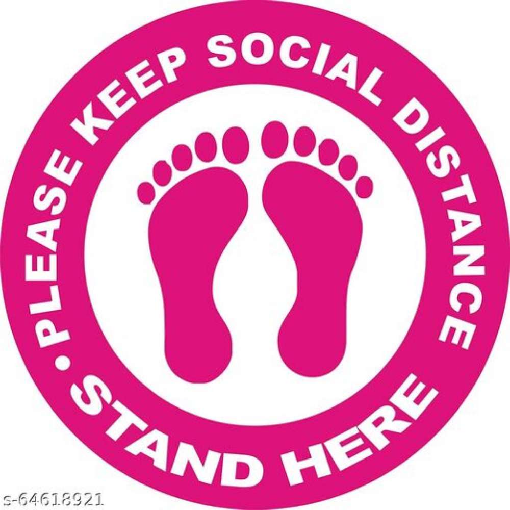 AAKSHITA- Corona virus Safety Signs Pack of 6 Practice Social Distancing Sticker Floor Decal Covid 19 Corona virus Safety 12 inch PINK Circle Pressure Sensitive Adhesive Vinyl (6 signage pack)