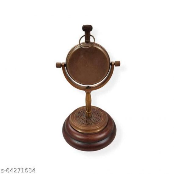 Sian Present's Desk Table Clock with Wooden Base Decor Vintage Brass Watch Sian 1 Nautical Antique