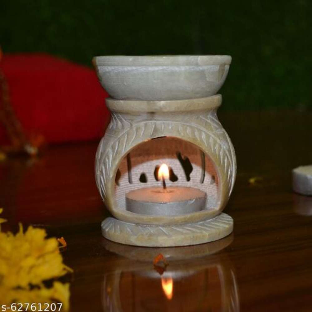 Soapstone Aroma Oil Diffuser r | Diffuser Oil and Candles Included | Handmade and Sustainable Soapstone (Elephant)…