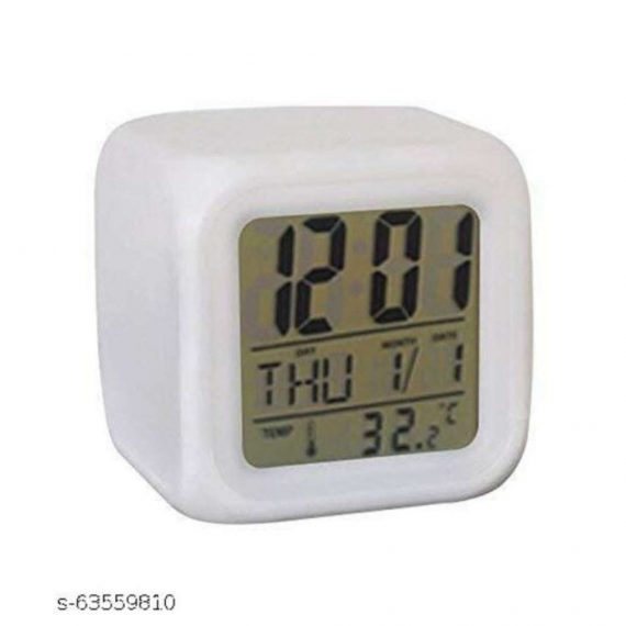 MB BROTHERS Plastic 7 Color Changing Led Digital Clock With Date Time