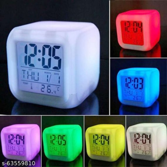 MB BROTHERS Plastic 7 Color Changing Led Digital Clock With Date Time
