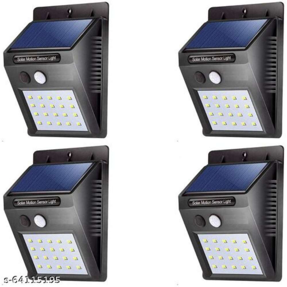 WIB Automatic Light LED Solar Panel Powered Motion Sensor Lamp Outdoor Light Waterproof Security Light for Indoor, Home, Garden, Driveway, Pathway, Street Solar Light Set (Wall Mounted Pack of 4)