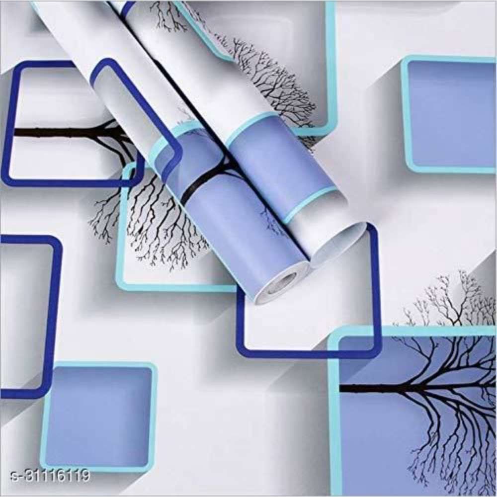 StickFit Wall Decorative Self Adhesive Stickers - (45x500cm) - Easy to Clean - Abstract Blue Wallpaper for Bedroom, Hall, Kitchen, Refridgrator, Room