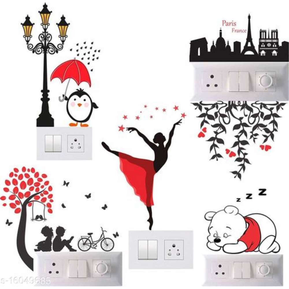 Global Graphics Decorative Switch Board Sticker For Home Switch Penal (pvc vinyl Multicolor)