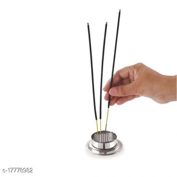 Krivish Stainless Steel Agarbatti Incense Stick Stand, Dhoop Batti Stand Holder With Ash Catcher For Home, Office & Temple (1 Pc)