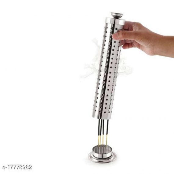 Krivish Stainless Steel Agarbatti Incense Stick Stand, Dhoop Batti Stand Holder With Ash Catcher For Home, Office & Temple (1 Pc)