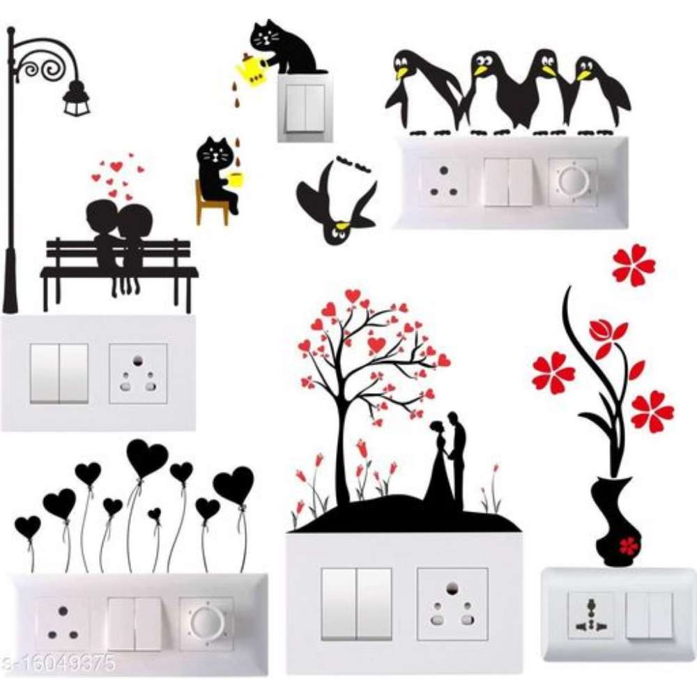 Global Graphics Decorative Switch Board Sticker For Home Switch Penal (pvc vinyl Multicolor)