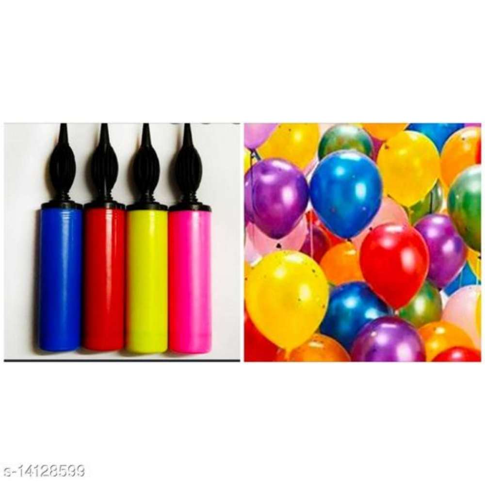 MULTI COLOR BALLOONS 100PCS AND BALLOON PUMP 1 PC