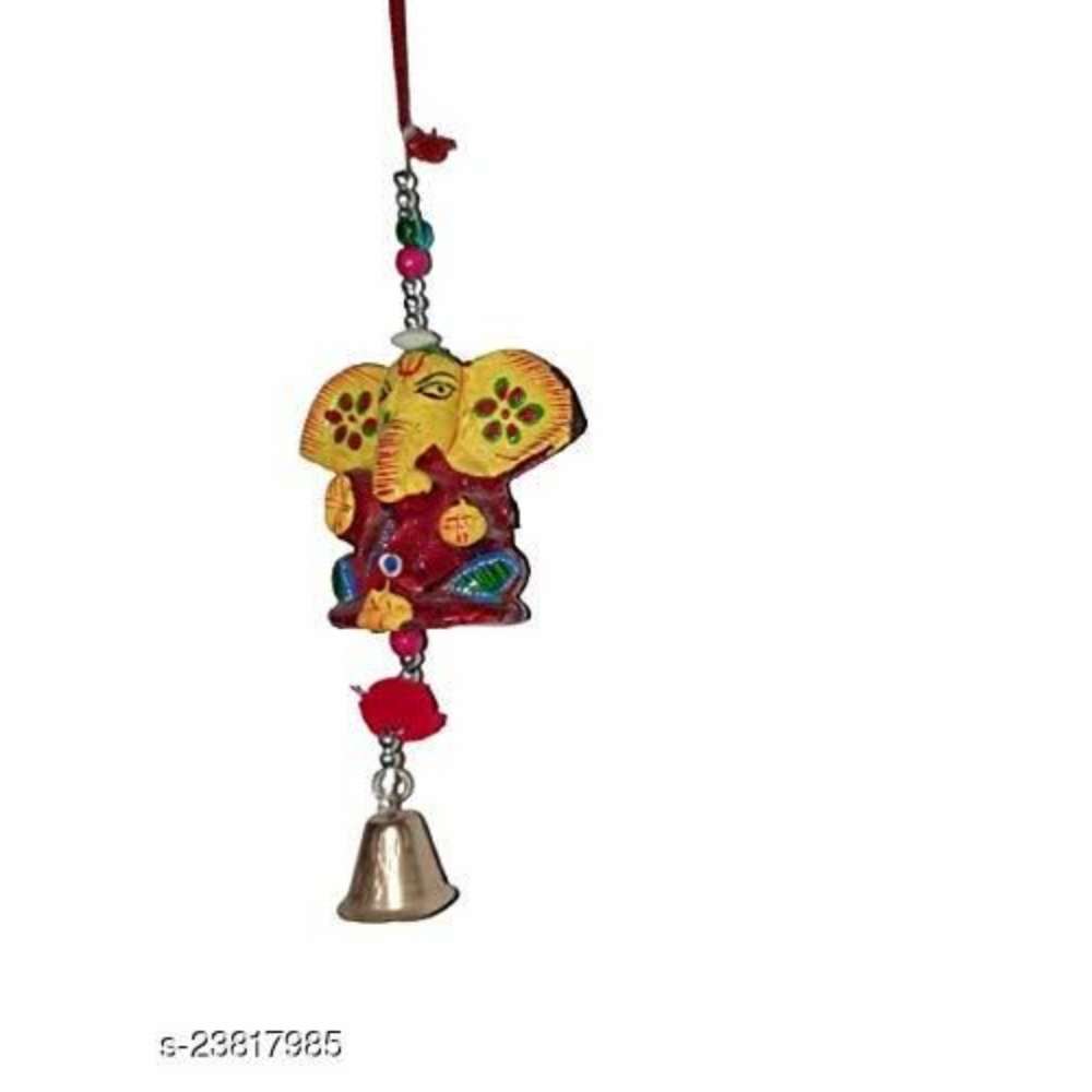 Decorative Wind Chime Door Hanging Multicolor Ganesha with Bell Wall Hanging for Home, Temple, Event Decoration II Nice Gift Ideal II Balcony Window Décor