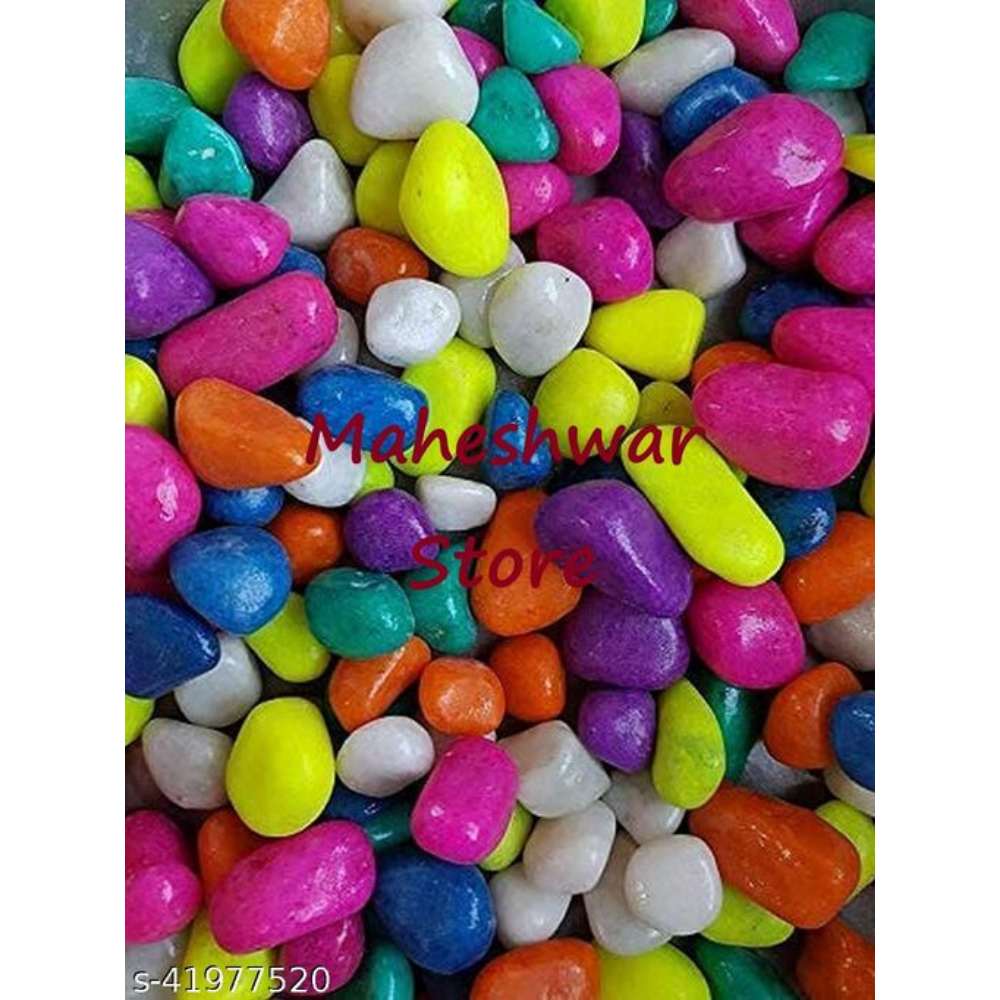 1KG Decorative Polished Candy Style Assymetric Aquarium And Vase Fillers Marble Pebbles For Home & Garden Decor Regular Asymmetrical Marble Stone (Mixed Sized- 1KG)