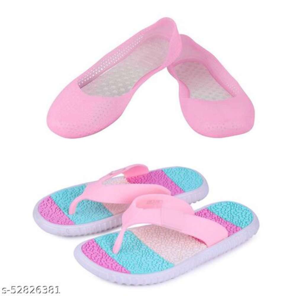 WMK Women's Combo of Rain Slipper and Casual Belly For Women and Girls (Tiranga_Pink | 1018_Baby Pink)