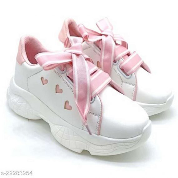 Hasten Attractive Women's Syntethic Leather White Casual Shoes
