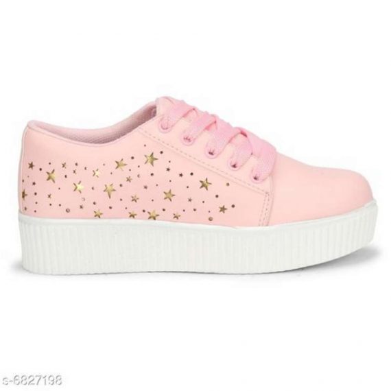 Attractive Women's Syntethic Leather Pink Sneakers
