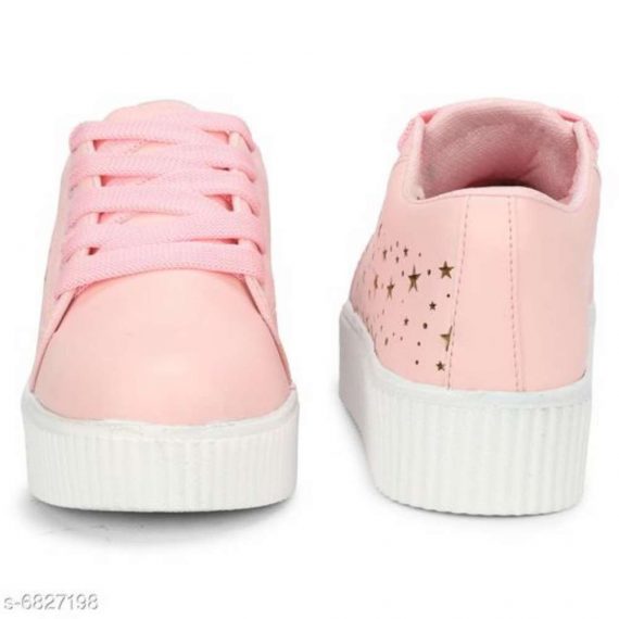Attractive Women's Syntethic Leather Pink Sneakers