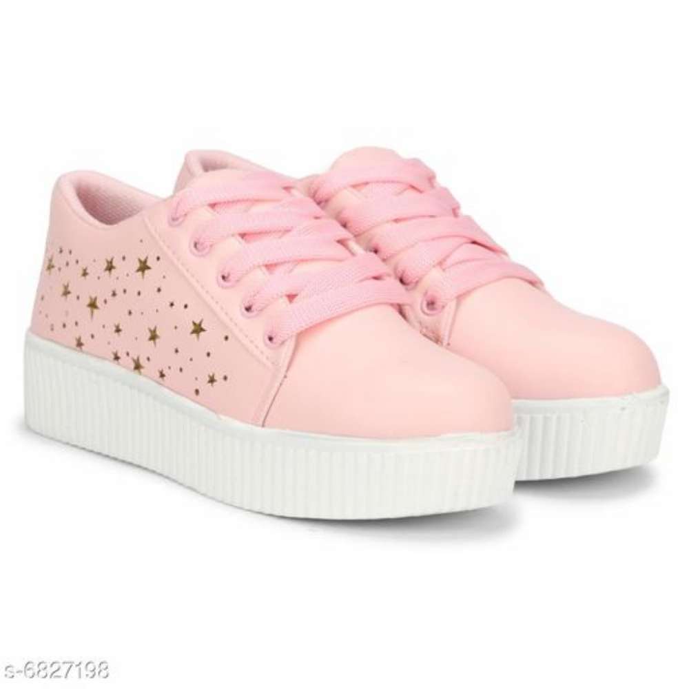 Attractive Women's Syntethic Leather Pink Sneakers