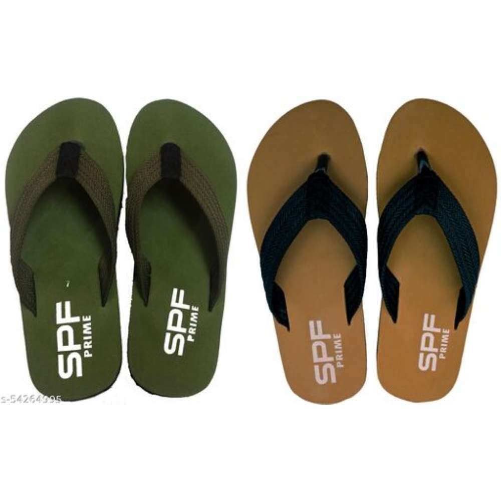Spf Men's Light comfortable and stylish premium quality Fabrication Slippers (Pack of 2) Combo Flip Flops