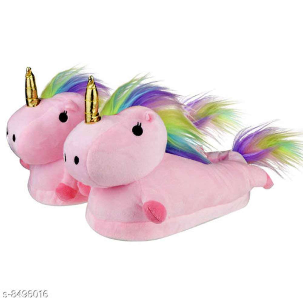 Women White Unicorn Indoor Flip Flop Shoe Plush Slipper