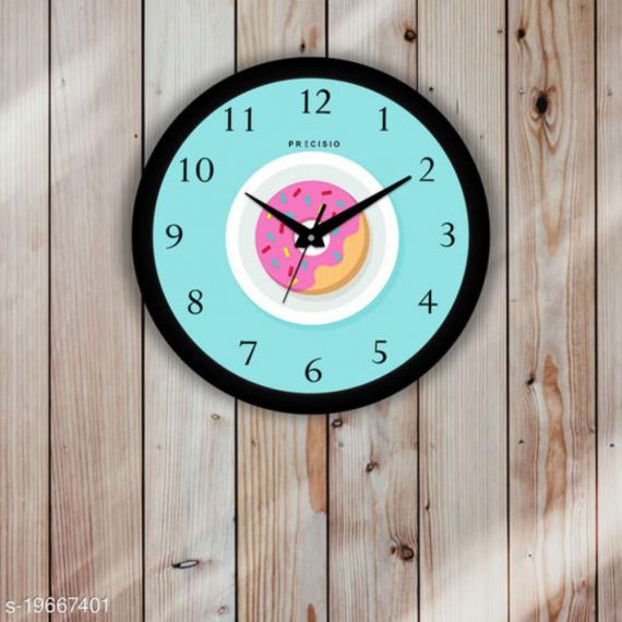 E Deals Printed Wall Clock 10 Inches Round Shaped Designer Wall Clock with Glass for Home/Living Room/Bedroom/Kitchen/Office (Silent Movement, Black Frame) | SMALL PWC-361