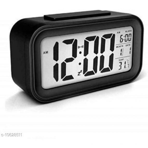 Laley Led Display Digital Alarm Clock Battery Operated Smart Night Light Easy Operation Clock for Kids Heavy Sleepers Bedroom Clock (Black)