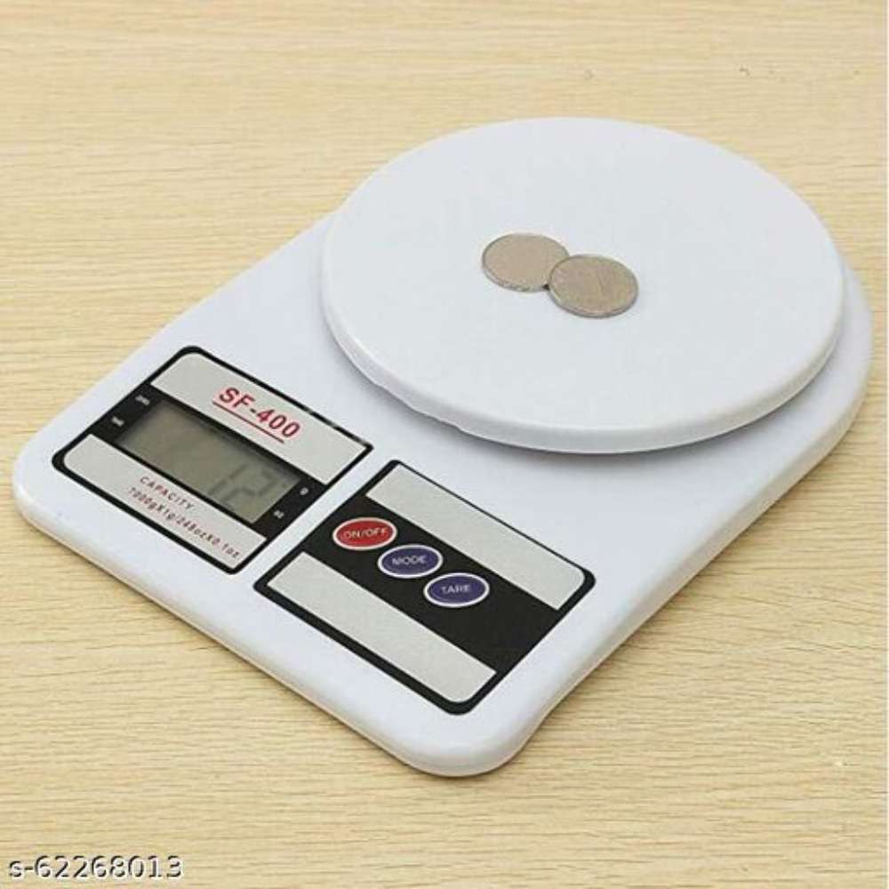 Weighing Machine For Kitchen With LED Light, Digital Electronic Weight Scale 10 Kg SF400 Multipurpose Personal Use Health Home Gym Weighing Scale W-X1 (White pack of 1)