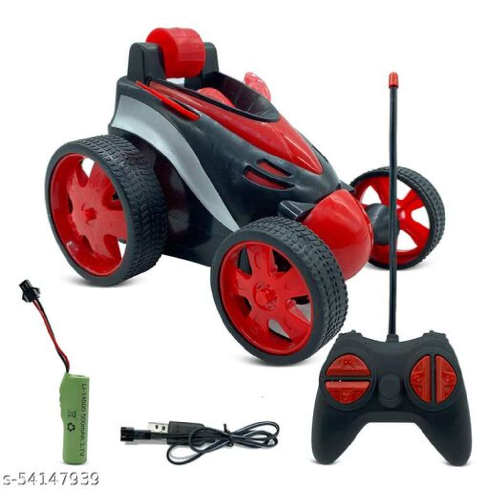 Remote Control Rechargeable Stunt Car with 360 Degree flip for boy Age 4+ Years Non breakable Plastic Material I Medium Size 20 cm I I Pack of 1 CAR (Colour Assorted As Per Availability )