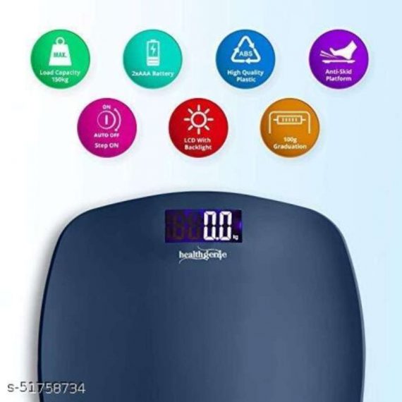 Healthgenie Ultra-Lite HD-331 Digital Personal Body Weighing Scale, Strong & Best ABS Build Electronic Bathroom Scales & Weight Machine for Home & Human Balance with 1 Year Warranty (Royal Blue)