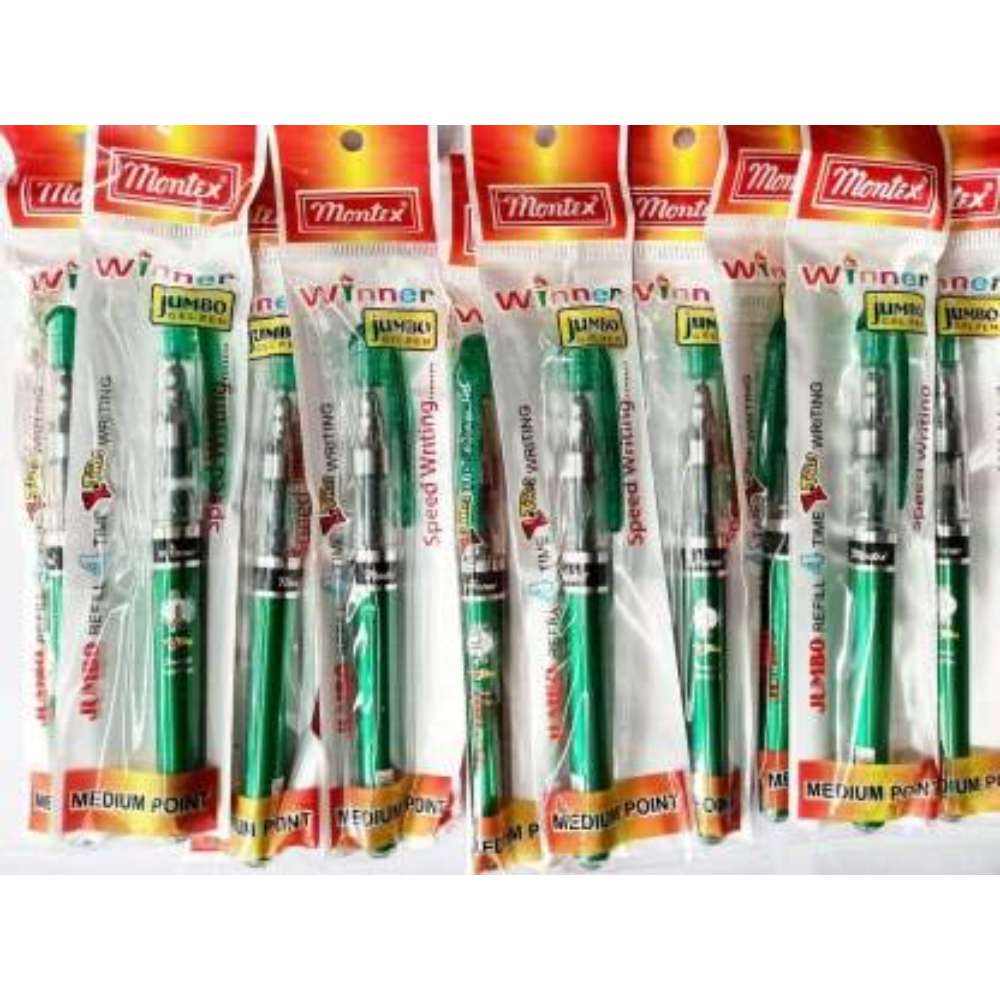 Montex Winner Gel Pen, Green (Pack of 20)