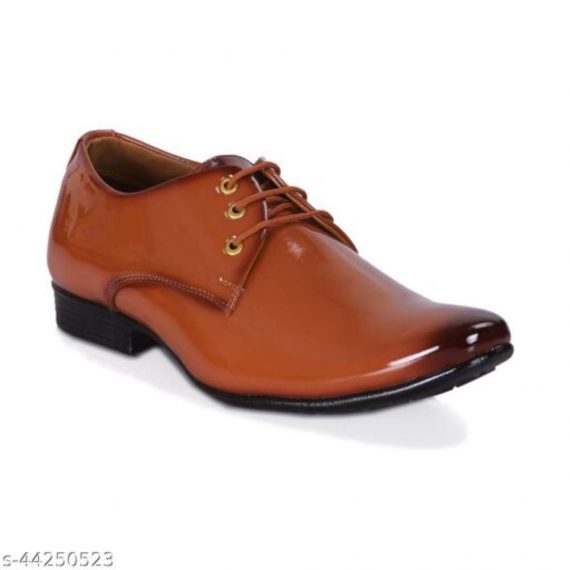 Bantox Tan Color Party wear wedding stylish Patent Lace Up Shoe For Men