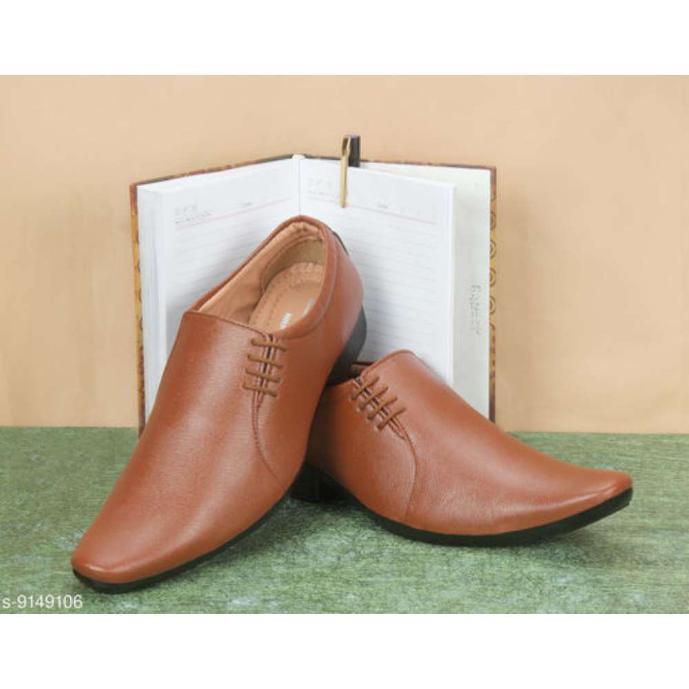 Stylish Men's Syntethic Leather Beige Formal Shoes