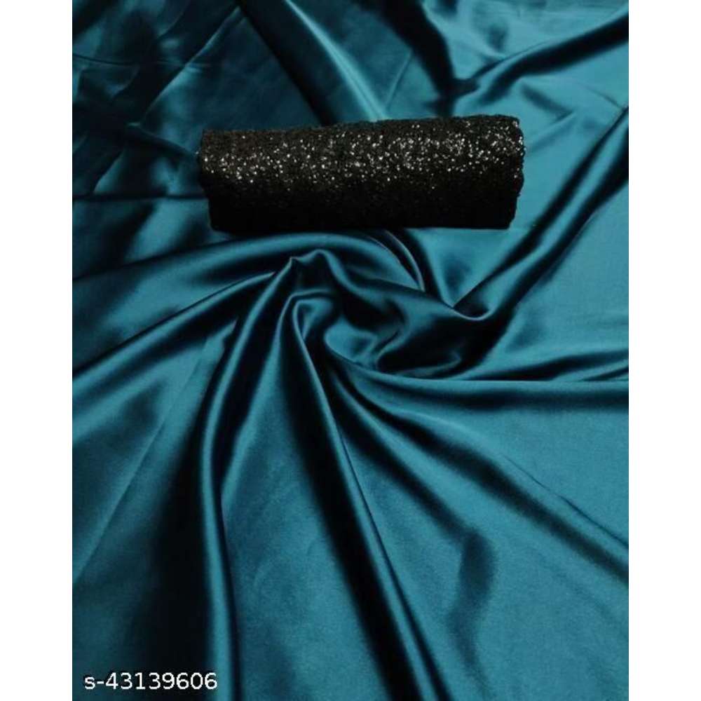 ZC-Women's Plain Weave Satin Saree With Unstitched Blouse Piece