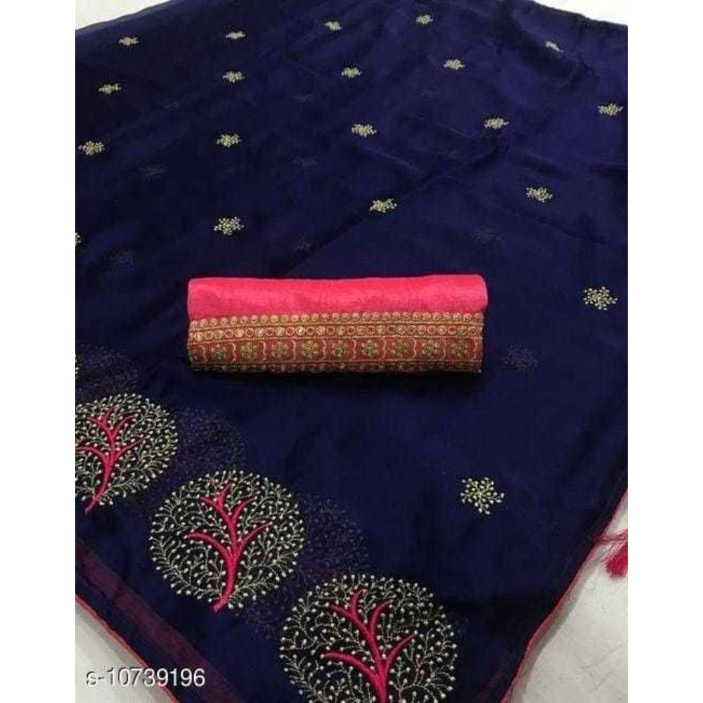 moss chiffon embroidery work saree