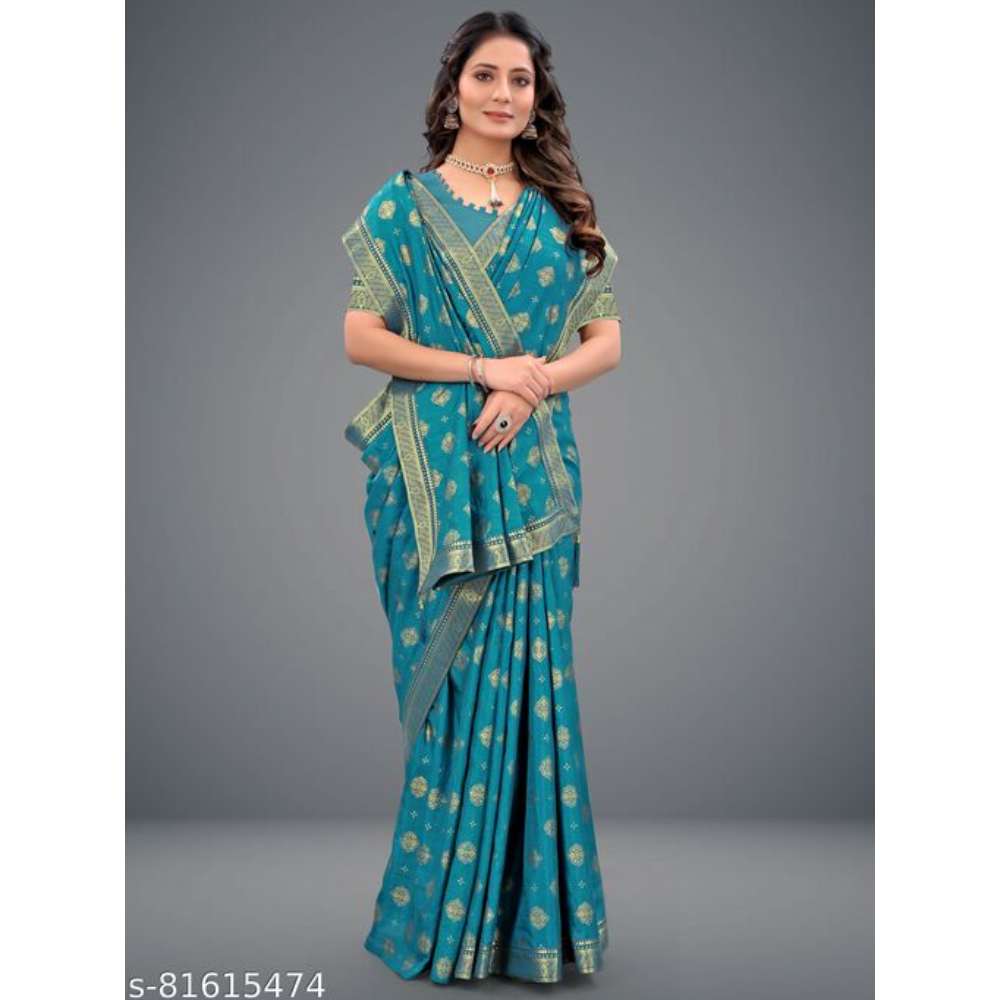 SHREEHARI FASHION PRASENT BLUTIFULL VICHITRA SILK Saree With Digital Print And Heavy FOIL PRINT& Fancy Lace BROCADE FOR WOMEN