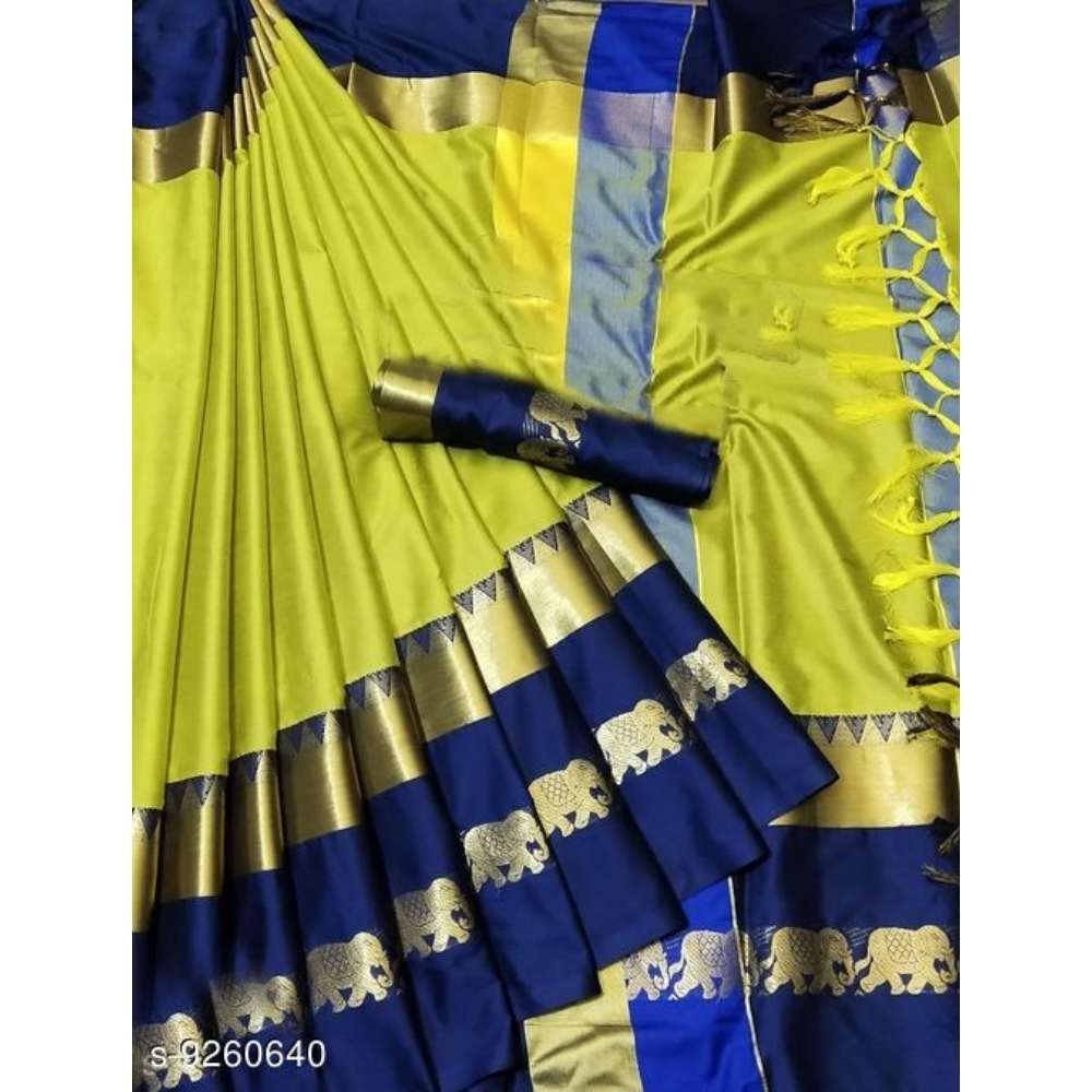 Original Soft cotton silk saree with LINING peacock design