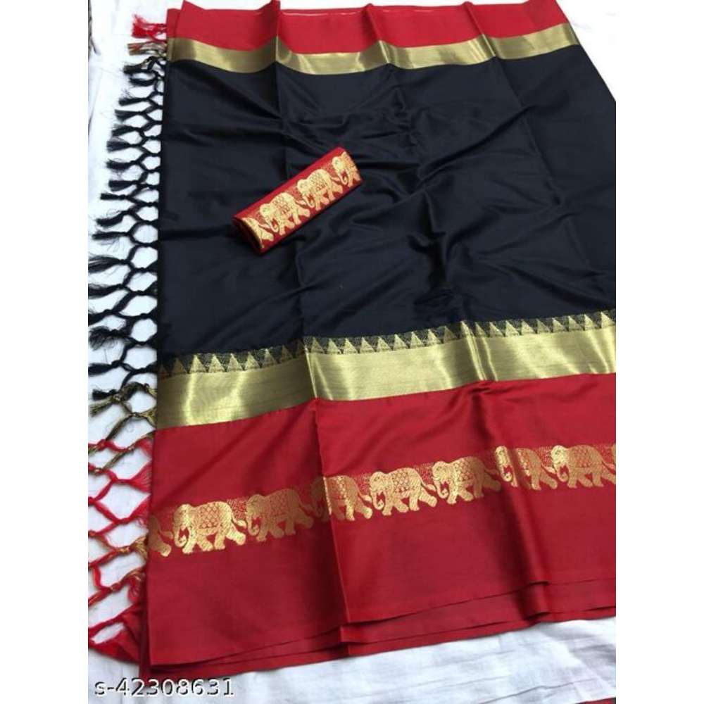 Soft Cotton Silk Saree With Hathi Duck Design