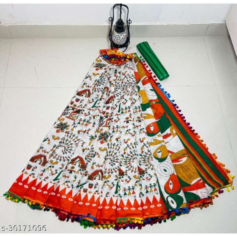 NEW POM POM COTTON MULMUL HAND BLOCK PRINTED SAREE WITH BLOUSE