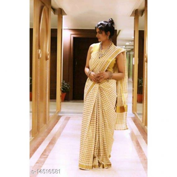 KASAVU STYLE LATEST TRENDY SAREE WITH BEST QUALITY ZARI PURE COTTON BASED