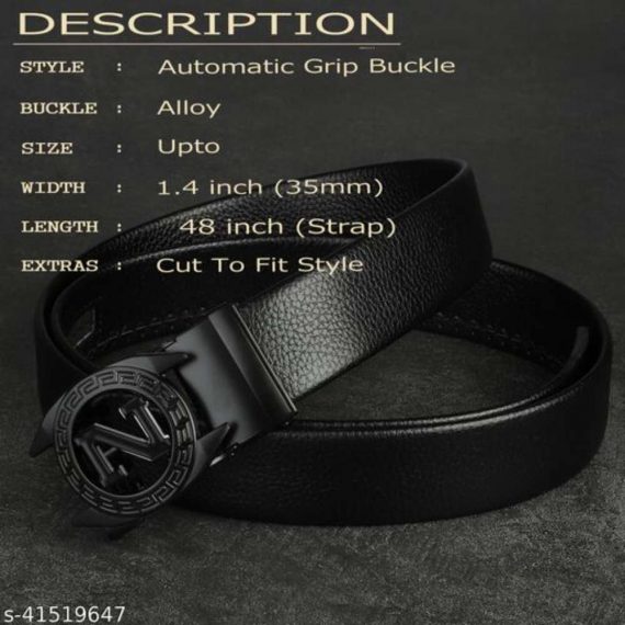 ZORO Alphabet Letter Autolock Grip PU Leather Belt - Black - RAB-80-N