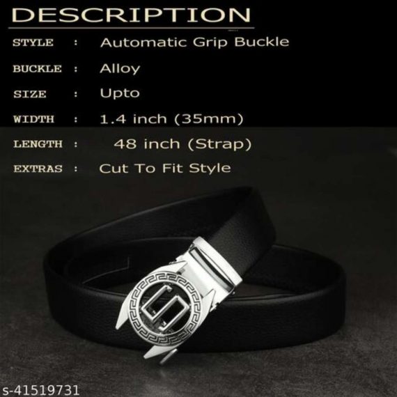 ZORO Alphabet Letter Autolock Grip PU Leather Belt - Black - RAB-83-