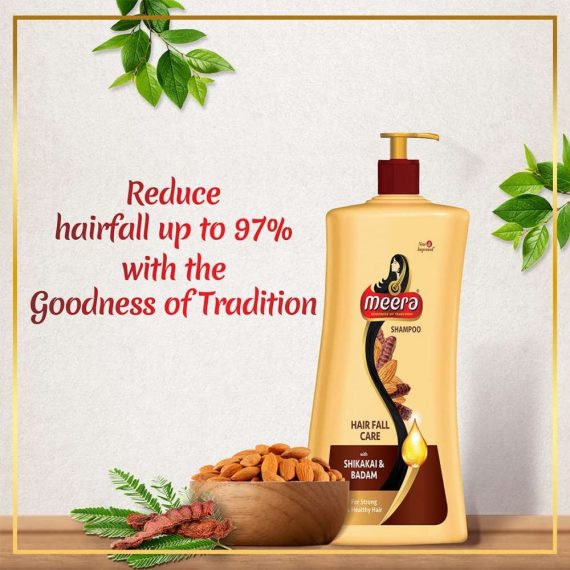 Meera Hairfall Care Shampoo, With Goodness Of Badam and Shikakai, For Men And Women, 1L