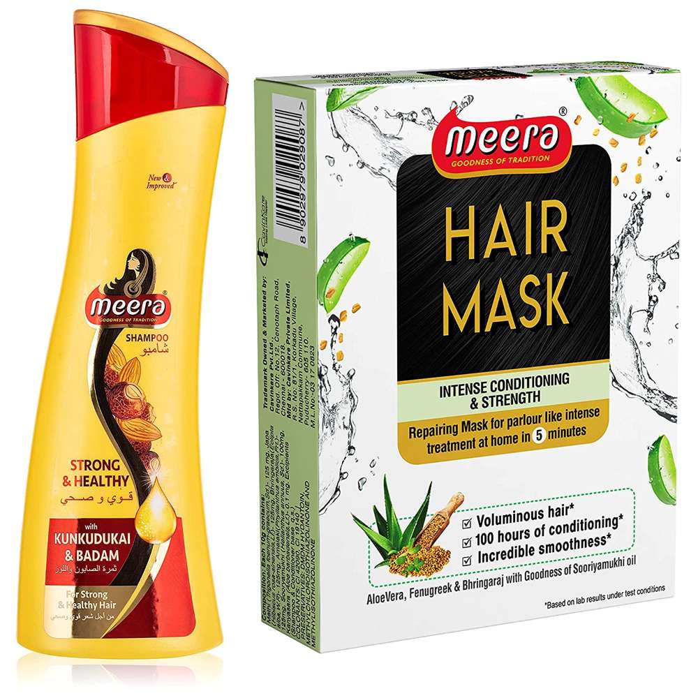 Meera Strong and Healthy Shampoo, 340ml and Meera Intense Conditioning & Strength Hair Mask, 120 g