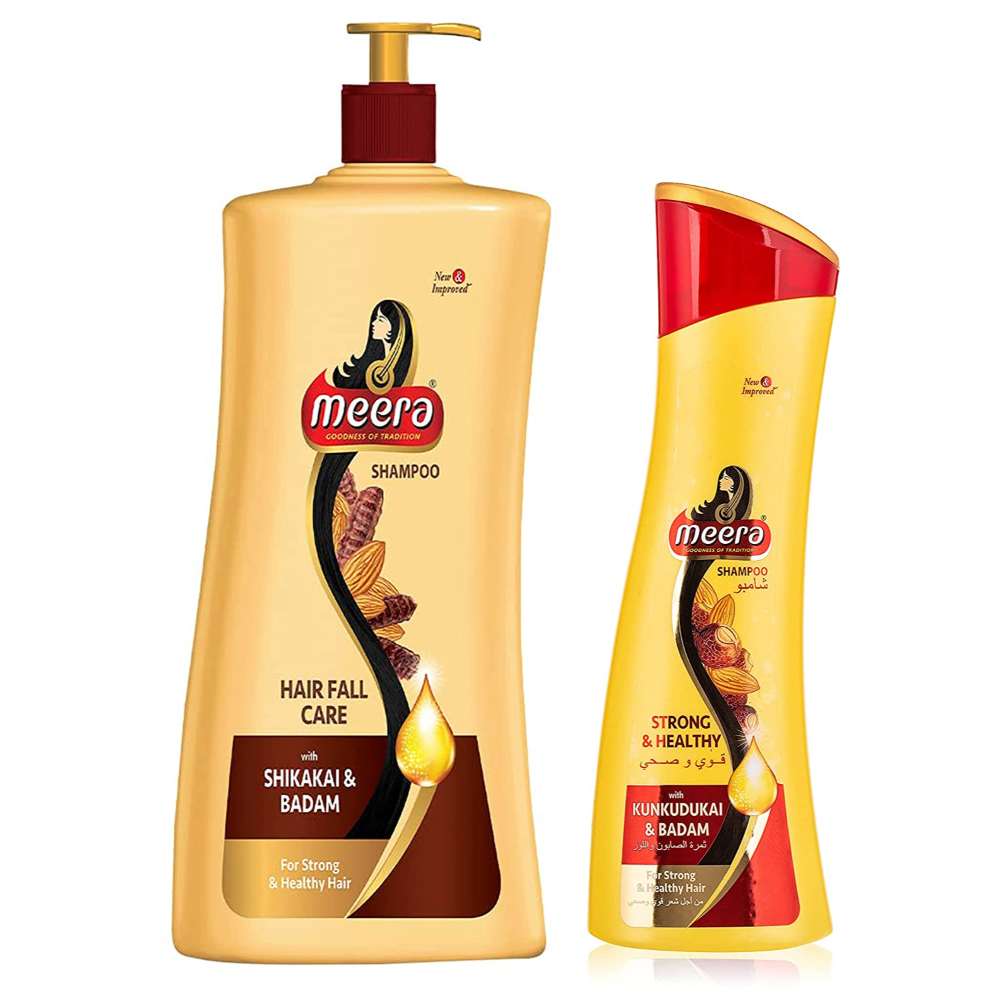 Meera Hairfall Care Shampoo, 1L and Meera Strong and Healthy Shampoo, 340ml