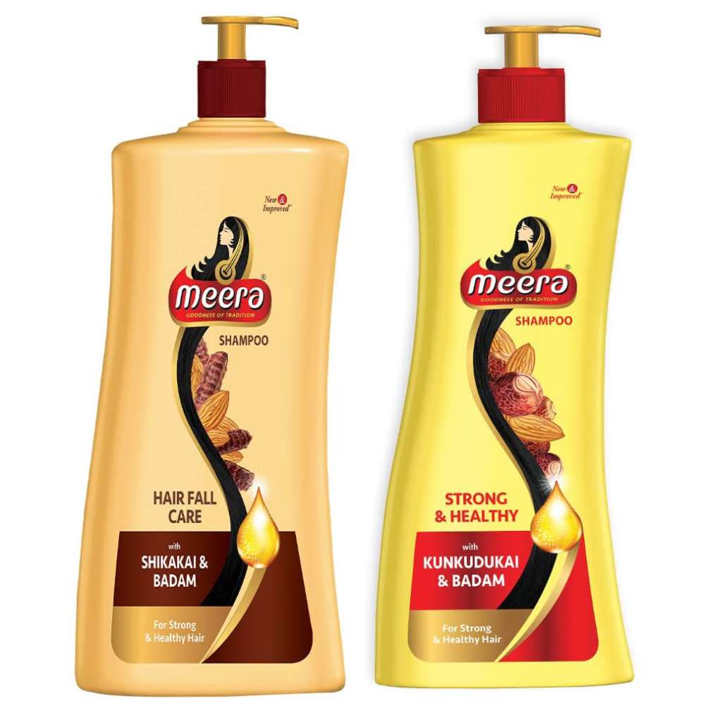 Meera Hairfall Care Shampoo, 1L and Meera Strong and Healthy Shampoo, 650ml