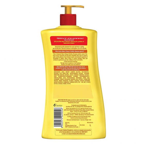 Meera Strong and Healthy Shampoo, With Goodness Of Kunkudukai and Badam, For Men And Women,1L