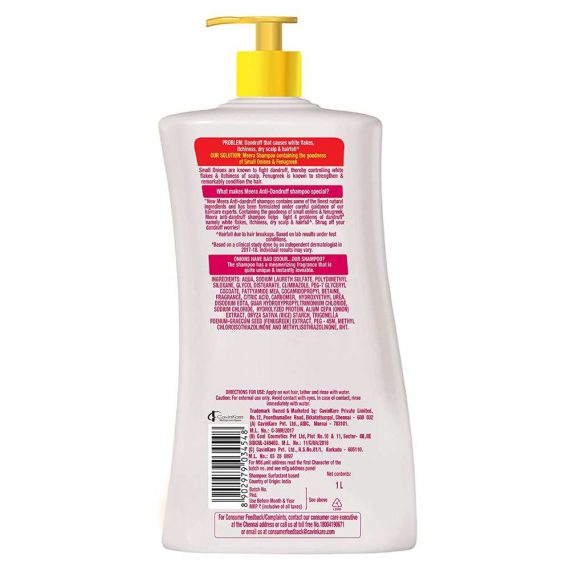 Meera Anti Dandruff Shampoo, With Goodness Of Small Onion and Fenugreek, For Men And Women, 1L