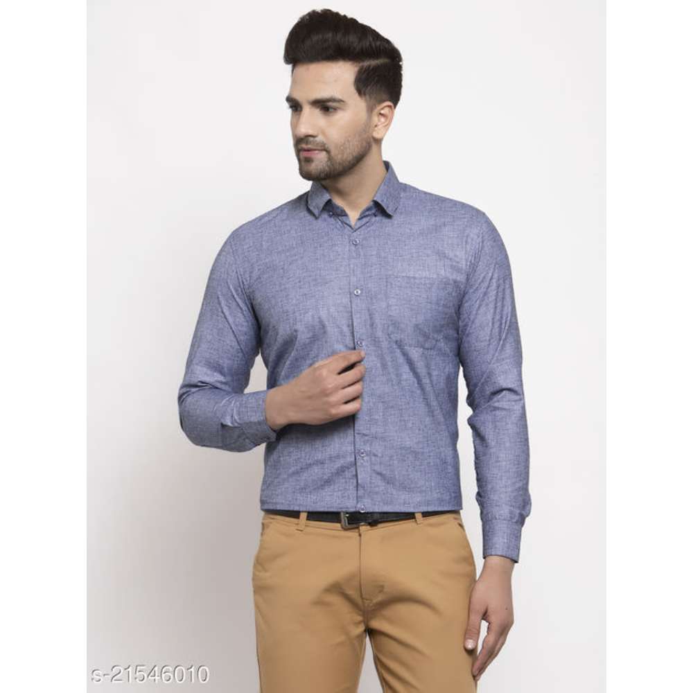 Jainish Men's Cotton Solid Button Down Formal Shirts
